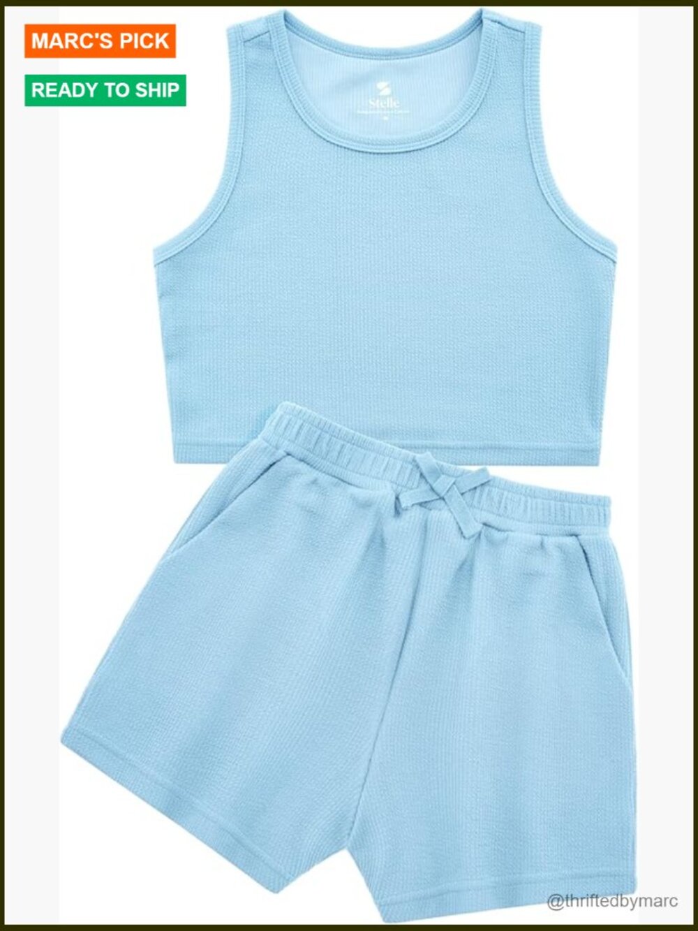 Girls Sleeveless Summer Short Set Athletic Tank Top and Shorts with Pockets